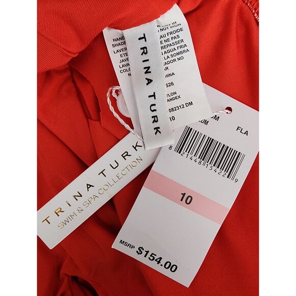 Trina Turk NWT Red Swimsuit Monaco Flame One Piece Back Tie 10 - Picture 5 of 5